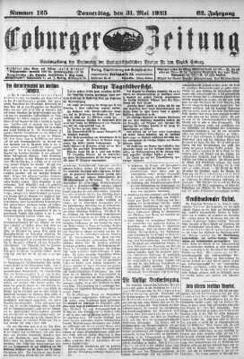 Coburger Zeitung Donnerstag 31. Mai 1923