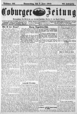 Coburger Zeitung Donnerstag 7. Juni 1923