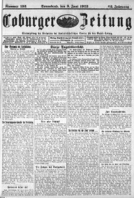 Coburger Zeitung Samstag 9. Juni 1923