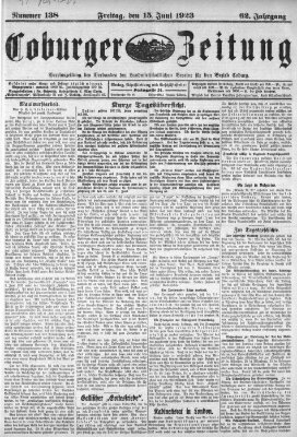 Coburger Zeitung Freitag 15. Juni 1923