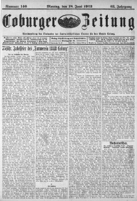 Coburger Zeitung Montag 18. Juni 1923