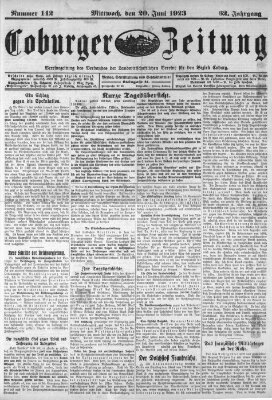 Coburger Zeitung Mittwoch 20. Juni 1923