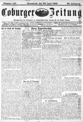 Coburger Zeitung Samstag 23. Juni 1923