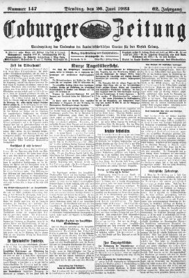 Coburger Zeitung Dienstag 26. Juni 1923