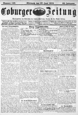 Coburger Zeitung Mittwoch 27. Juni 1923