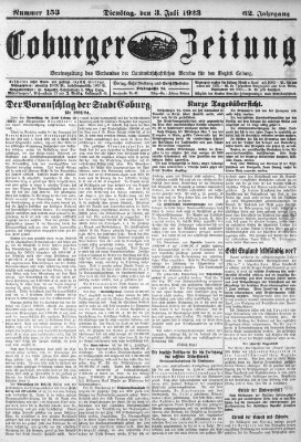Coburger Zeitung Dienstag 3. Juli 1923