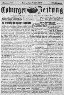 Coburger Zeitung Freitag 13. Juli 1923