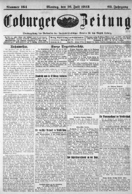 Coburger Zeitung Montag 16. Juli 1923