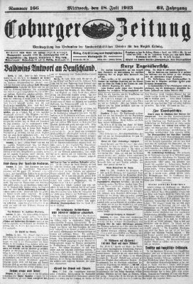 Coburger Zeitung Mittwoch 18. Juli 1923