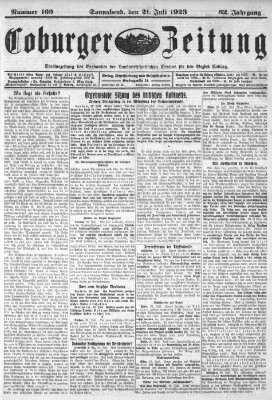 Coburger Zeitung Samstag 21. Juli 1923