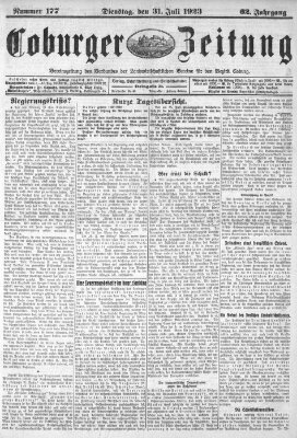 Coburger Zeitung Dienstag 31. Juli 1923