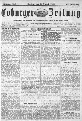 Coburger Zeitung Freitag 3. August 1923