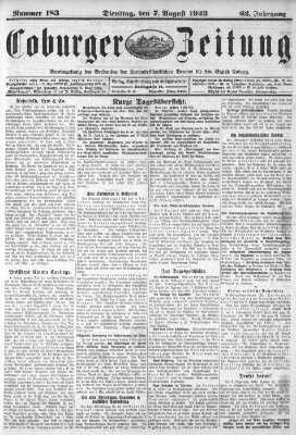 Coburger Zeitung Dienstag 7. August 1923