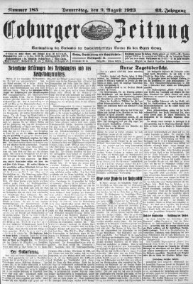 Coburger Zeitung Donnerstag 9. August 1923
