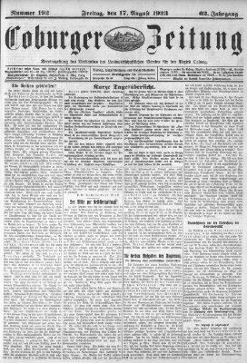 Coburger Zeitung Freitag 17. August 1923