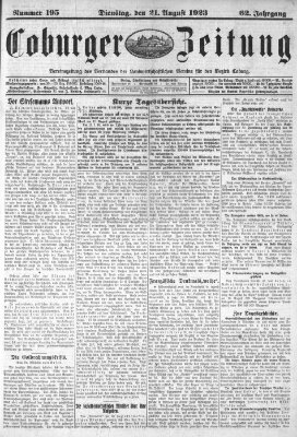 Coburger Zeitung Dienstag 21. August 1923