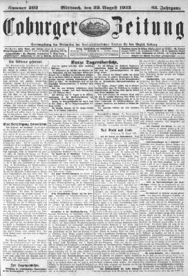 Coburger Zeitung Mittwoch 29. August 1923