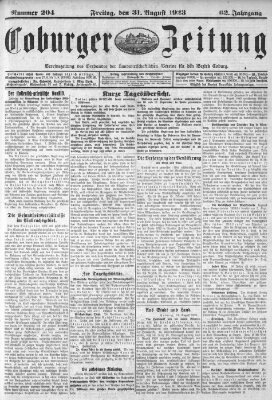 Coburger Zeitung Freitag 31. August 1923