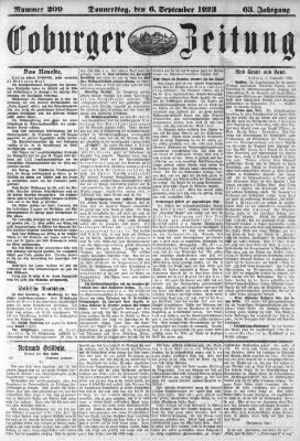 Coburger Zeitung Donnerstag 6. September 1923