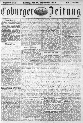 Coburger Zeitung Montag 10. September 1923