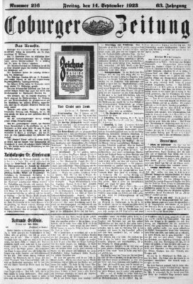 Coburger Zeitung Freitag 14. September 1923