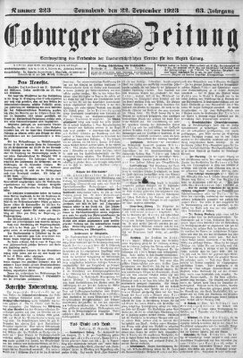 Coburger Zeitung Samstag 22. September 1923