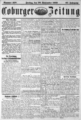 Coburger Zeitung Freitag 28. September 1923