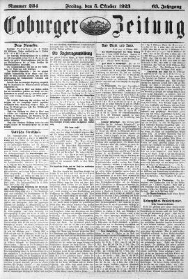 Coburger Zeitung Freitag 5. Oktober 1923