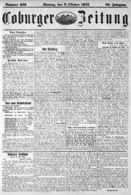 Coburger Zeitung Montag 8. Oktober 1923