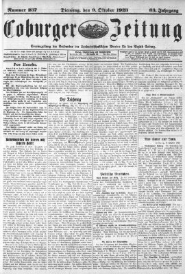 Coburger Zeitung Dienstag 9. Oktober 1923