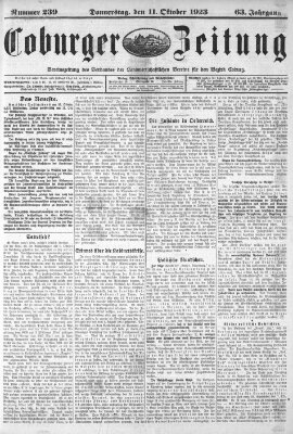 Coburger Zeitung Donnerstag 11. Oktober 1923