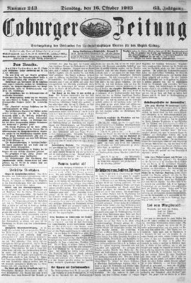 Coburger Zeitung Dienstag 16. Oktober 1923