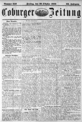 Coburger Zeitung Freitag 19. Oktober 1923