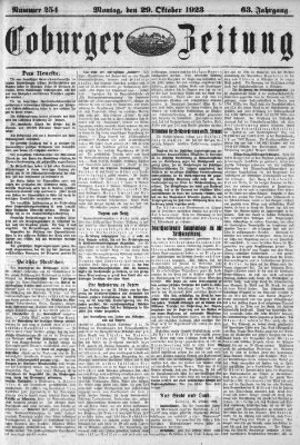 Coburger Zeitung Montag 29. Oktober 1923