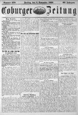 Coburger Zeitung Freitag 2. November 1923