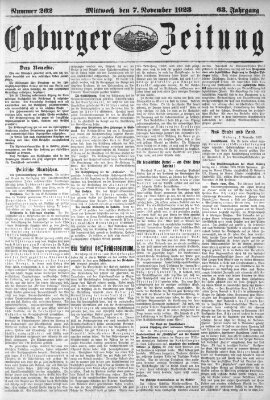 Coburger Zeitung Mittwoch 7. November 1923