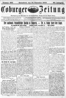 Coburger Zeitung Samstag 10. November 1923