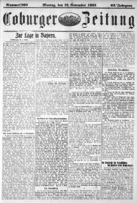 Coburger Zeitung Montag 12. November 1923