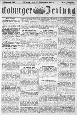 Coburger Zeitung Montag 26. November 1923