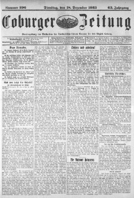 Coburger Zeitung Dienstag 18. Dezember 1923