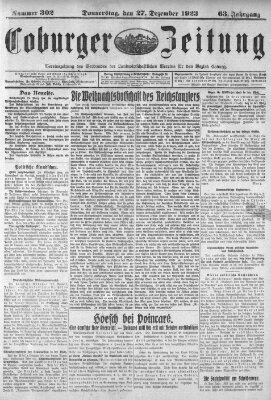 Coburger Zeitung Donnerstag 27. Dezember 1923