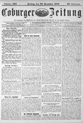 Coburger Zeitung Freitag 28. Dezember 1923