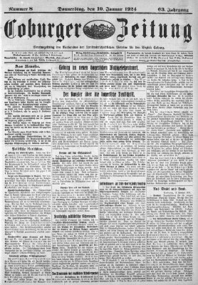 Coburger Zeitung Donnerstag 10. Januar 1924