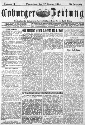 Coburger Zeitung Donnerstag 17. Januar 1924