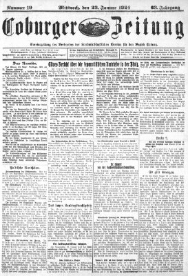 Coburger Zeitung Mittwoch 23. Januar 1924