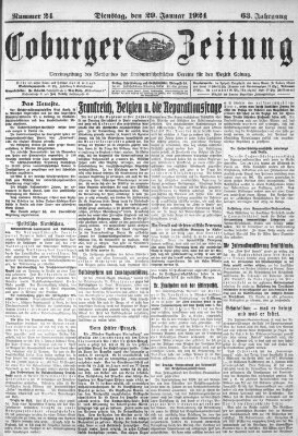 Coburger Zeitung Dienstag 29. Januar 1924