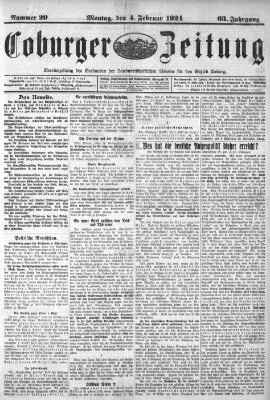 Coburger Zeitung Montag 4. Februar 1924