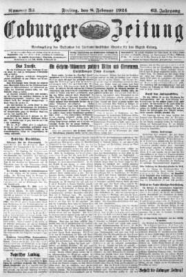 Coburger Zeitung Freitag 8. Februar 1924