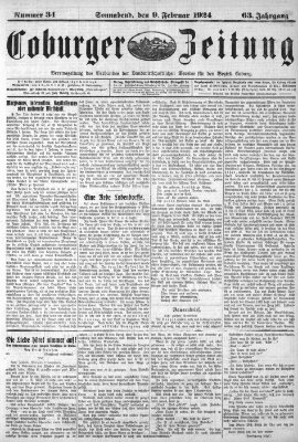 Coburger Zeitung Samstag 9. Februar 1924