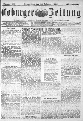 Coburger Zeitung Donnerstag 14. Februar 1924